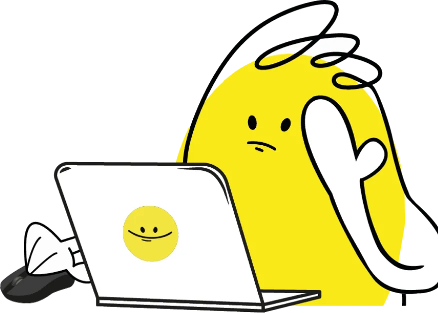 Personaje de IMJ con una laptop
