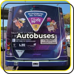 Icono amarillo con un texto: 'Autobuses'
