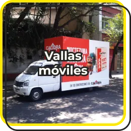 Icono amarillo con un texto: 'Vallas moviles'