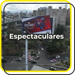 Icono amarillo con un texto: 'Espectaculares'