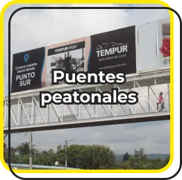 Icono amarillo con un texto: 'Puentes peatonales'