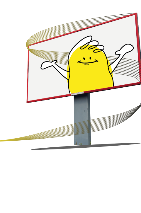 Personaje de IMJ contento en un monitor